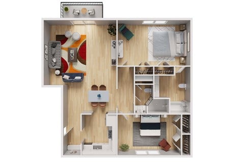 Floor plan for 2 beds, 2 baths, 820 sqft